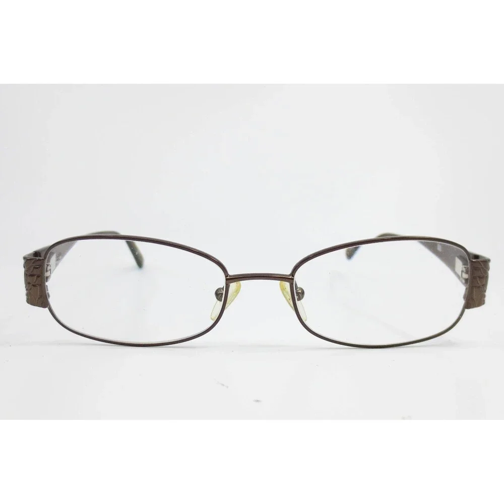 South Hampton SH905 BR Brown Oval Eyeglasses Frames Floral Hinge Womens